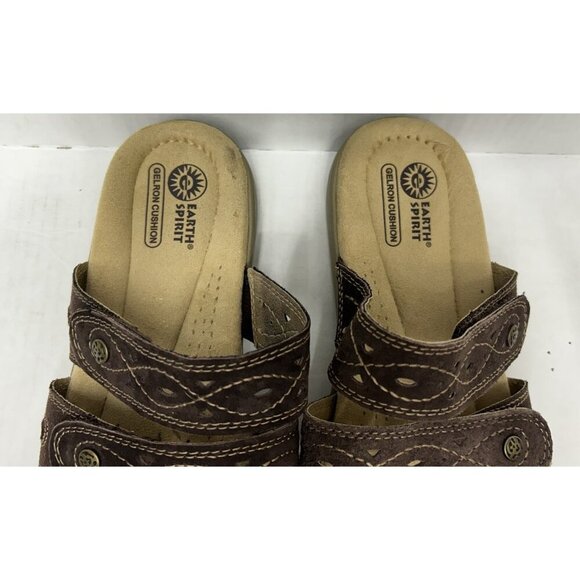 Earth Spirit Sandals Women’s 11 Brown Suede Gelron Cusion Slip On Shoes Slide - Picture 3 of 8